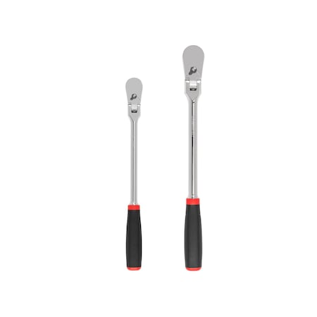 Tekton 3/8, 1/2 Inch Drive Flex Head Comfort Grip Long Ratchet Set, 2-Piece (12, 14 in.) SRH99202